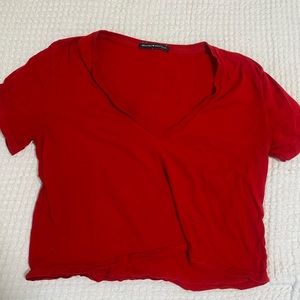 Red brandy Melville cropped tee, size small, great basic